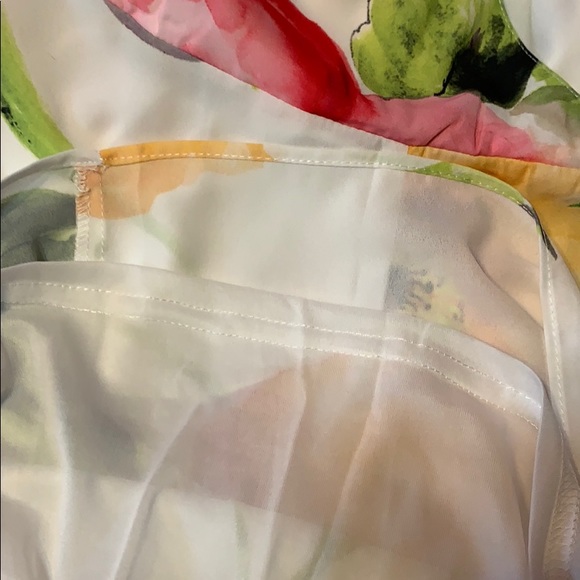 IVORY FLORAL HIGH LOW TIED WAIST FLOWY LINED DRESS - Picture 9 of 10